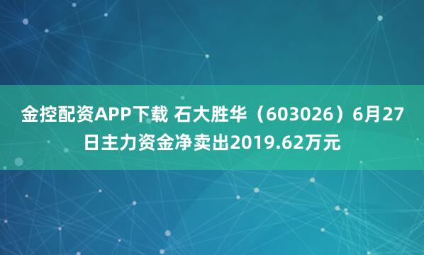 金控配资APP下载 石大胜华（603026）6月27日主力资金净卖出2019.62万元